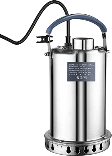 PANRANO 1HP Sump Pump Submersible Water Pump 4000GPH Stainless Steel Water Removal Draining For Pool Pond Basement Pit Garden Hot Tub Flooding