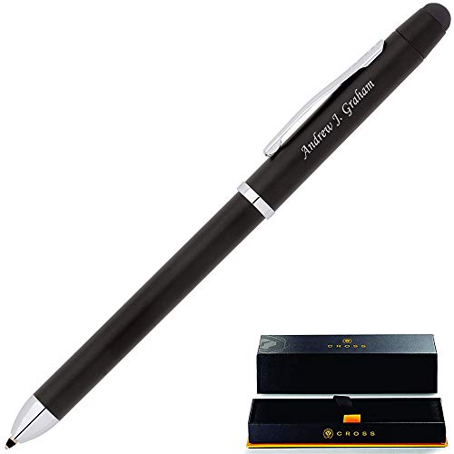 Engraved Cross Pen | Personalized Cross Tech3+ Satin Black Multifunction Pen. Custom Engraving of Name Included by Dayspring Pens. Ships Fast in 1 Day.