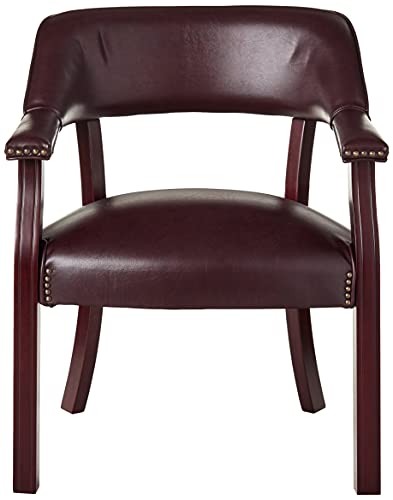 Office Star Padded Vinyl Seat And Back Traditional Guest Chair With Nailhead Accents And Mahogany Finish Wood Frame, Jamestown #TOP1