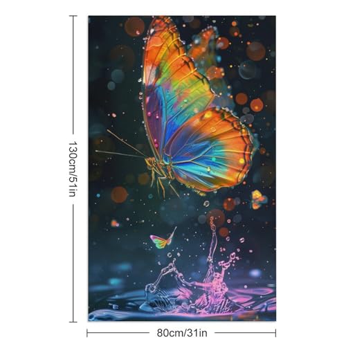 Serviette de plage séchage rapide Rainbow Butterfly drap compact 130x80cm
