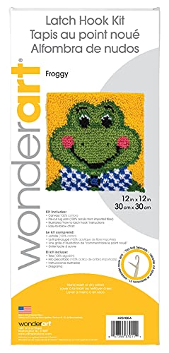 Image of Wonderart Froggy Latch Hook Kit, 12 inch X 12 inch