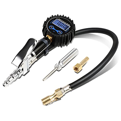 Image of DNA Motoring Digital Tire Inflator 2.5 inch Pressure Gauge, 200 PSI Air Chuck, Compressor Accessories Heavy Duty, w / 18in Rubber Tube & Quick Connect Coupler, TOOLS-00084