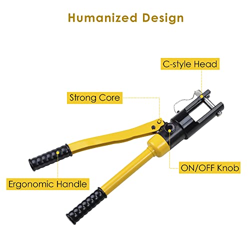 Image of Yescom 16 Ton Hydraulic Wire Crimper Crimping Tool 11 Dies Battery Cable Lug Terminal
