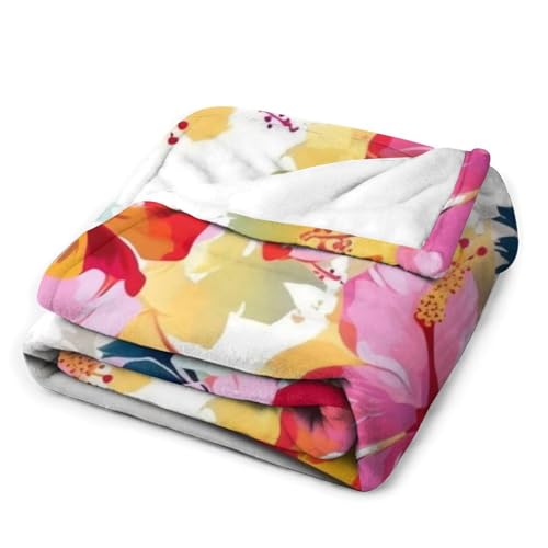 Couverture à imprimé floral hawaïen contre le froid hivernal sur le lit