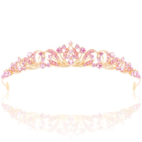 TOBATOBA Pink Tiara Crowns for Women Girls Wedding Tiara Princess Tiara for Wedding Prom Quinceanera Birthday Crown Halloween Hair Accessories