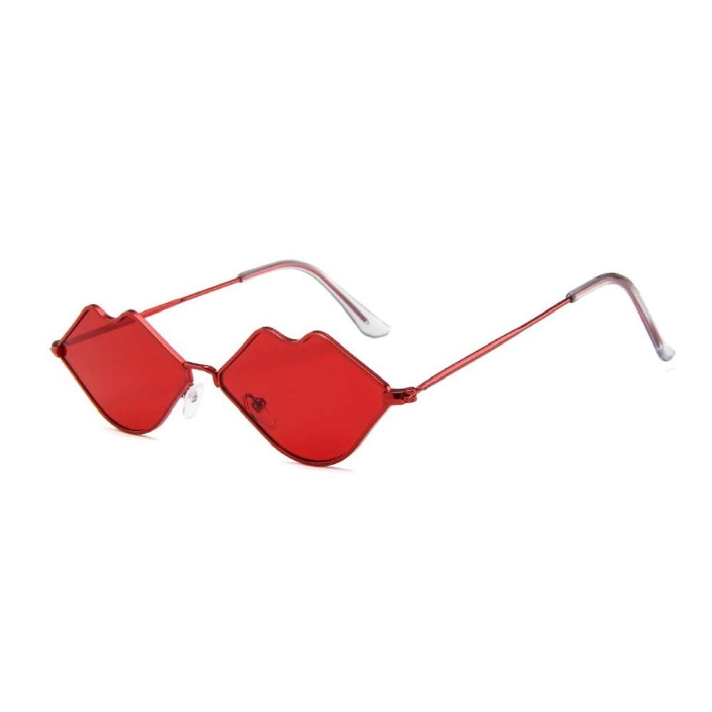 Ishang Sexy Hot lips Sunglasses, Retro Fashion Ocean Style Small Frame Metal Lips Glasses for Women
