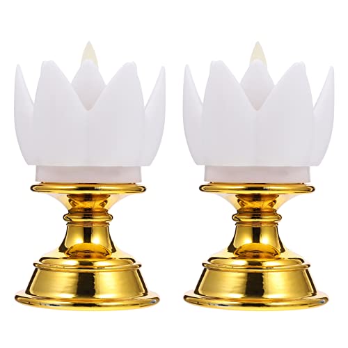 VICASKY 2pcs Led Lotus Lamps Buddha Lights for Home Decor for Worship and Meditation Elegant Lotus Material