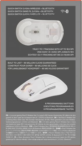Rival 3 Wireless Gen 2 - Mouse Gaming - 2,4 GHz e Bluetooth - Sensore ottico TrueMove Air da 18000 DPI - Durata 60 milioni di clic - Leggero - Piedini 100% PTFE - Bianco - Mouse gaming - Immagine 13