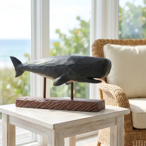 Modelo de ballena de madera con base decorativa