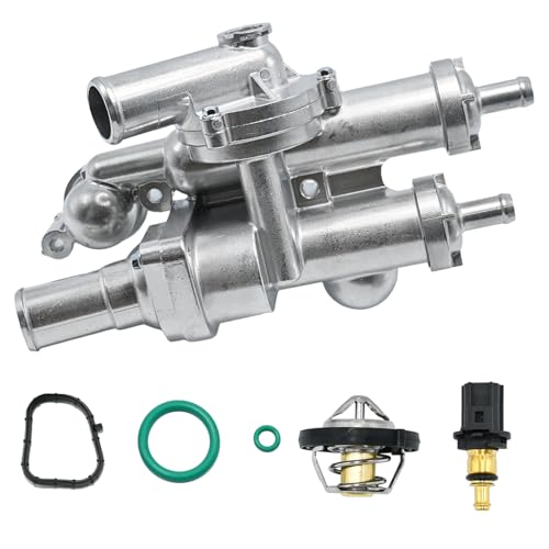 RYSPLORE Upgraded Aluminium Thermostat Housing Compatible with Dodge Journey 2009-2020 Avenger Caliber,Jeep Compass Patriot Chrysler 200 Sebring 1.8L 2.0L 2.4L #OE 68003582AB