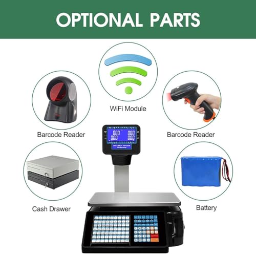Báscula digital comercial con impresora 30kg con pantalla doble miniatura 3