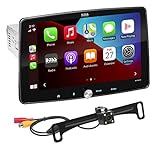 BOSS Audio Systems BCPA10RC Apple CarPlay Android Auto Car Multimedia Player - Single Din Chassis with 10.1 Inch Capacitive Touchscreen, Bluetooth, No DVD, RGB Illumination, Rear Camera Included