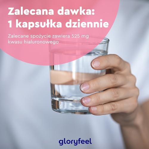 Kapsułki z kwasem hialuronowym - Wysoka dawka 525 mg - 500-700 kDa - 90 wegańskich kapsułek - Testowane laboratoryjnie, wegańskie i wyprodukowane w Niemczech bez dodatków