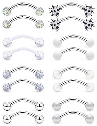 Jenxnjsjo 14G Snake Frog Eyes Piercing Jewelry Tongue for Women Men 14mm 9/16in Bars Extra Long Belly Naval Button Rings Snake Bite Curved Barbells Surgical Stainless Steel