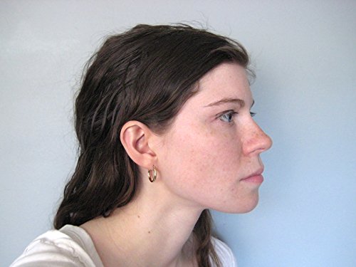 Small 14K Yellow Gold Half Round Tube Hoop Earrings.70 In (18Mm) (2.75Mm Tube) #TOP2