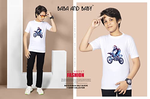 Image of Baba & Baby Half Sleeves Round Neck Cotton Printed t-Shirt for Boys