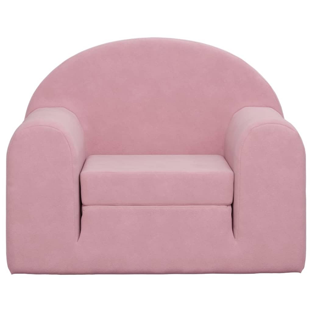 vidaXL Sofá Cama para Niños, Sillón con Respaldo Reposabrazos, Mini Sofá Infantil, Asiento para Dormitorio Sala de Juegos, Felpa Suave Rosa