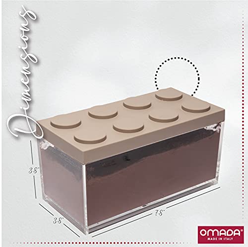 Omada Acrylic Brick Storage Container: Durable Canisters – Thick Acrylic Jar For Food, Craft Supplies, Cosmetics – Airtight And Dishwasher Safe – Bpa Free – Gray Lid – Made In Italy – 50 Oz (1.5 L) #TOP3