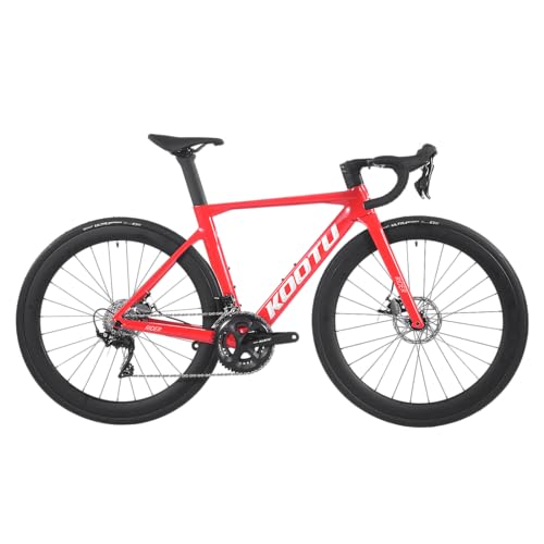 KOOTU Full Carbon Road Bike, T800 Carbon Fiber Frame Lightweight Racing Bicycle with 105 R7000 22 Speed Groupset and Wire-Pull Disc Brake for Adult