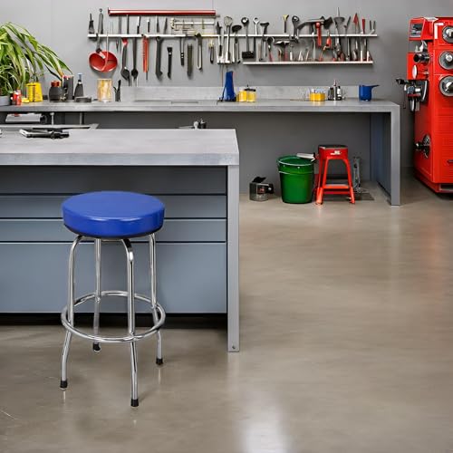 Image of TCE ATRP6185U Torin Swivel Bar Stool: Padded Garage /Shop Seat with Chrome Plated Legs, Blue