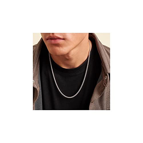 ARGENTO REALE Sterling Silver 2.5MM-5MM Solid Franco Chain Necklace, Round Box Link Chain, Rhodium Necklace, Sterling Silver Necklace 18-303