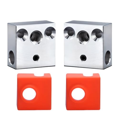 Newwish Ender 3 CR-10 Heater Block,MK8 Aluminium Heating Block Upgrade with Silicone Socks for All Metal Hotend for Ender 3/V2/Pro/Ender 5/Pro/CR10/CR-10S Original Hotend.(2PCS)