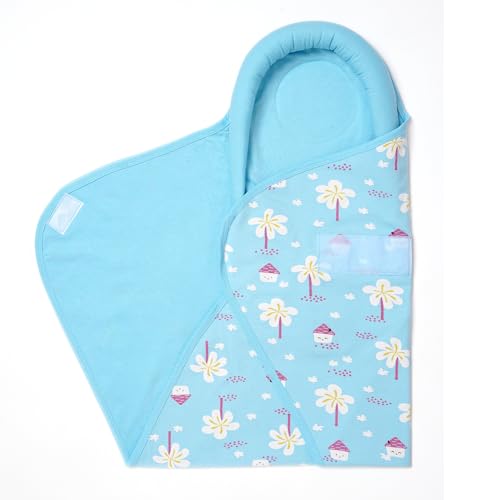 Image of TIDY SLEEP Baby Swaddle Wrappper Adjustable for Newborn || 100% Cotton Soft || Newborn Blanket for 0-3 Months (Blue Farmland)