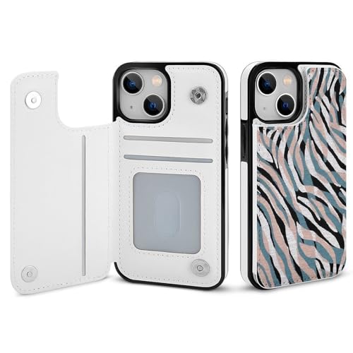 適用 iPhone15Plus用ケース 手帳型 シマウマ柄 カラフルなゼブラ ストライプ スマホケース カード収納 スタンド機能 アイフォン15Plusケース 耐衝撃 PUレザー カバー 財布型 Case