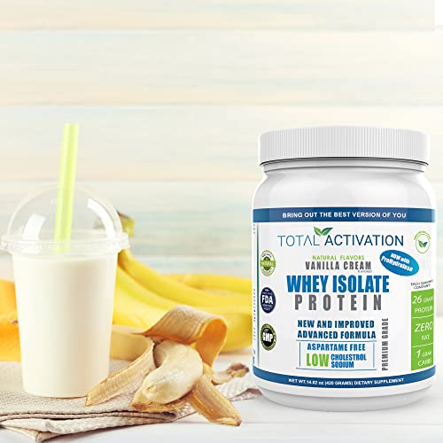 Total Activation Vanilla Whey Isolate Protein Powder With Prohydrolase, Keto, Gluten & Lactose Free Meal Replacement Supplement, Sweetened By Stevia For Women & Men 14.82 Oz #TOP3