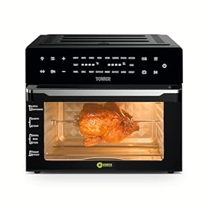 Tower T17122 Vortx Platinum Xpress Digital 30L Air Fryer Oven with Vizion Viewing Window, 18 Cooking Options, 2 Hour Timer, 1800W, Black
