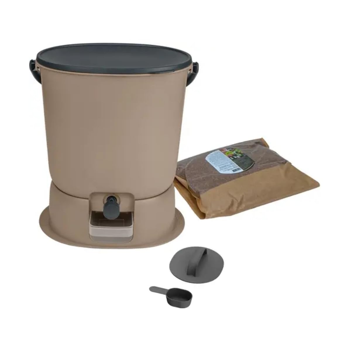Skaza Composteur Bokashi Essential 15,3L +1Kg Brain+Base-Capuccino