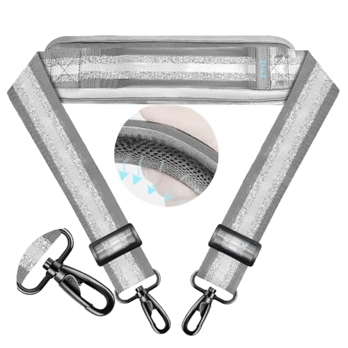 Image of ZINZ 74 inch Shoulder Strap with Fixed Pad and Dual Balanced Buckles,Gray Silver Jacquard