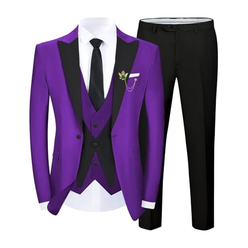 Tuxedo Men Suit Slim Fit 3 Piece Men Suits for Wedding Prom Groom Fashion One Button Blazer Vest Pants Set
