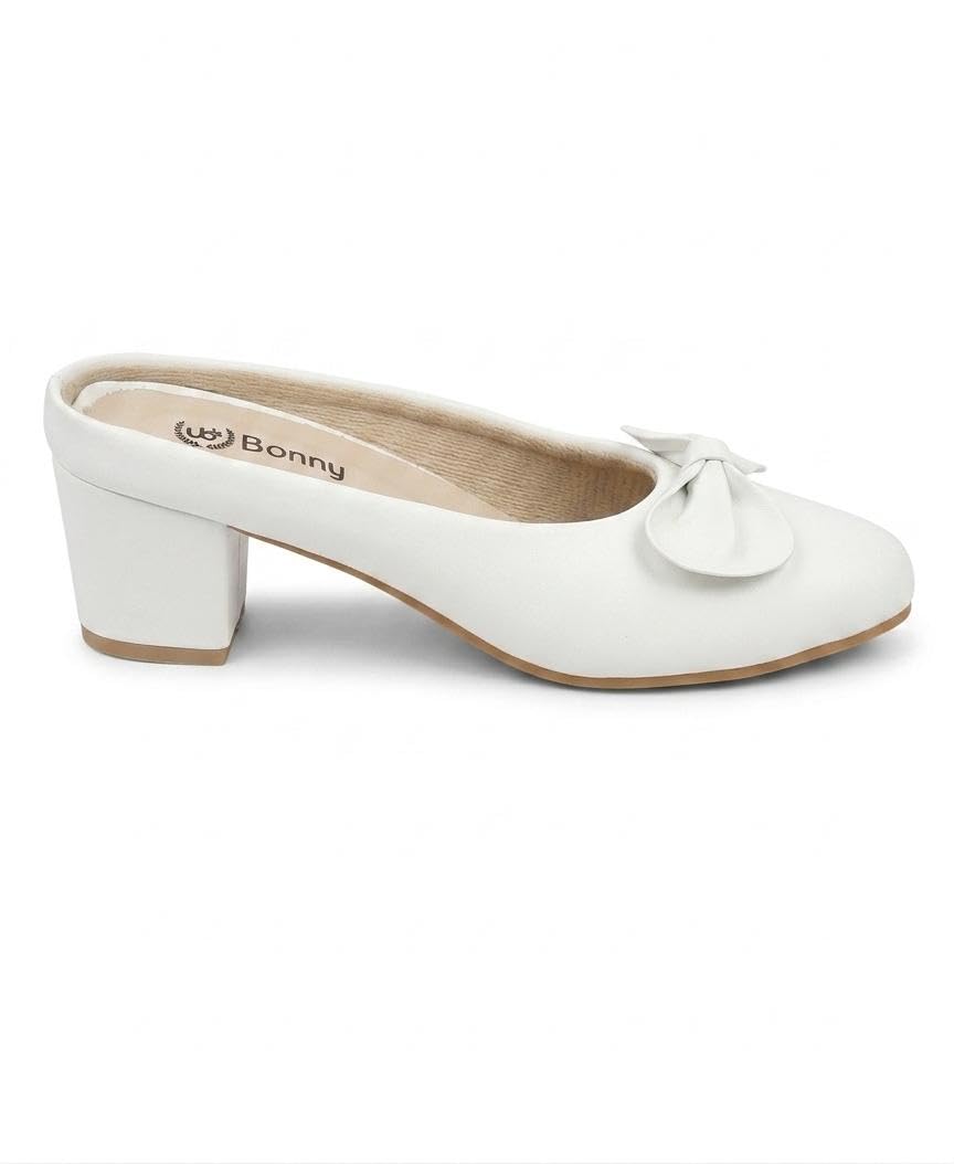 Women’s Premium Bow Design Block Heel Slip-On Mules | Fashion Casual & Office Footwear-image-16