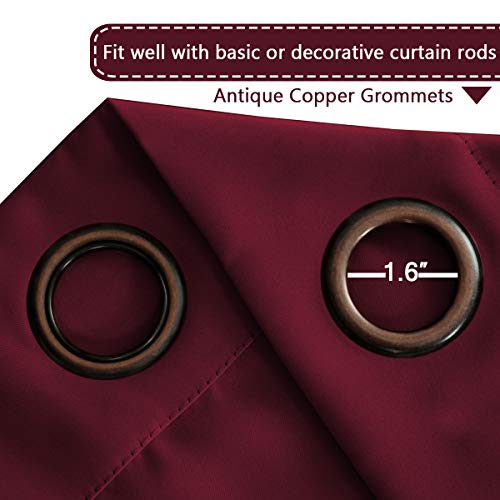 Image of H.VERSAILTEX Blackout Patio Curtains 100 x 96 Inches for Sliding Door Extral Wide Blackout Curtain Panels Christmas Decor for Living Room - Grommet Top, 8' Tall by 8.5' Wide - Burgundy