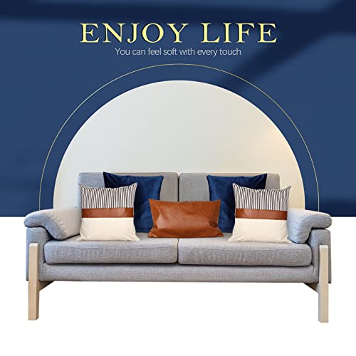 Tradder 5 Pcs Farmhouse Faux Leather Pillow Cover Modern Decorative Linen Throw Pillow Covers Boho Cushion Pillowcases For Couch Living Room, 20 X 20 Inch, 18 X 18 Inch, 12 X 20Inch (Stylish Style) #TOP7