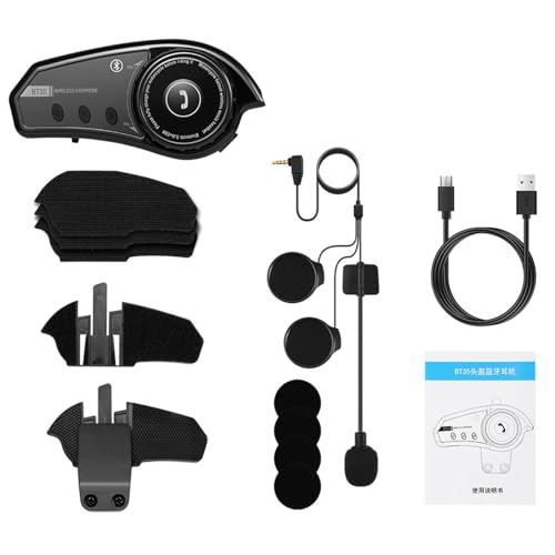 Auriculares para casco de motocicleta 5 0 con función de voz impermeable de 800 MA, 30 horas, modo de entorno de trabajo continuo, material ABS