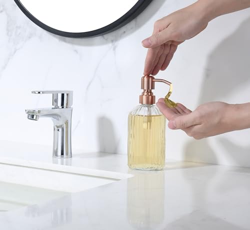 Image of Copper Glass Bathroom Soap Dispenser with Metal Pump,Vintage Dish Soap Dispenser for Kitchen, Used for Lotionor Home,Bathroom,Countertop, Hotel,2 Packs