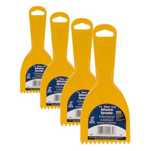 Image of Homax 1 /4 inch Tooth Adhesive Spreader for Ceramic Tile, Yellow, 3 inch (Pack of 4)