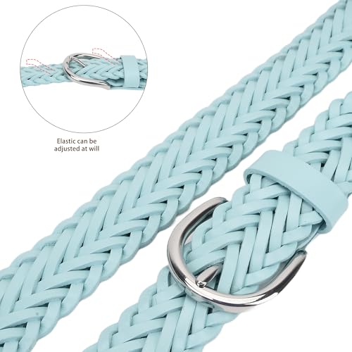 Women Belts for Jeans Dresses Pants,1.2" Fashion Ladies Woven Belt with Gold Buckle,Italian Real Cow Leather3