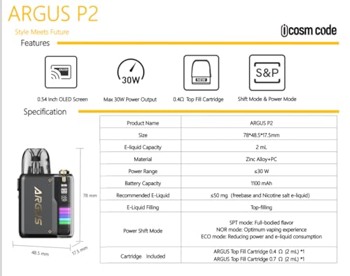 Voopoo Argus P2 Pod System Kit Nikotinfrei Farbe Grau – Bild 4