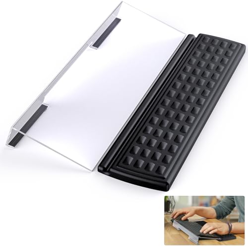 Laokiiy Computer Keyboard Stand - Acrylic Tilted Holder for Easy Ergonomic Typing & Working, 3-Level Height Adjustment Riser With Wrist Rest, Black, Fits All Keyboards