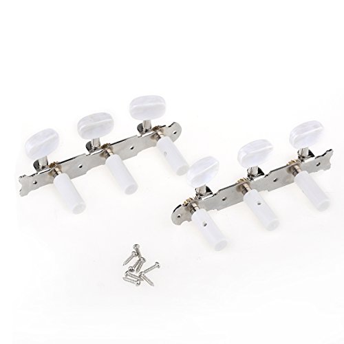 Musiclily Pro Mécaniques 3×3 pour Guitare Classique, Nickel Bouton Ovale Blanc - Les Beatles, Paul McCartney, John Lennon, RIngo Starr, George Harrison Musiclily Pro Mécaniques 3x3 pour Guitare Classique, Nickel Bouton Ovale Blanc – Image 3