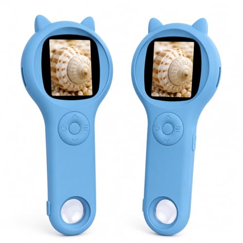 Image of 2Pcs Blue Microscope for Kids-200X Portable Digital Mini Microscope- Your Little Scientist Miniscope - STEM Toy for Age 5 6 7 8 9 10 11 12 Years Old Toddlers.