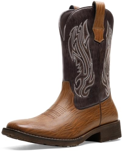 Image of Jousen Cowboy Boots for Men Square Toe Western Side Zipper