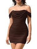 Stretch mesh fabric: this cocktail dresses for women is comfortable and fits well, with lining and non-slip strips to make you more confident and stunning Eye-catching designs: off the shoulder dresses for women, mini dress, ruched dress, corset dres...