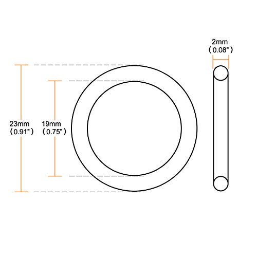 Uxcell Nitrile Rubber O-Rings, 23Mm Od 19Mm Id 2Mm Width, Metric Sealing Gasket, Pack Of 20 #TOP2