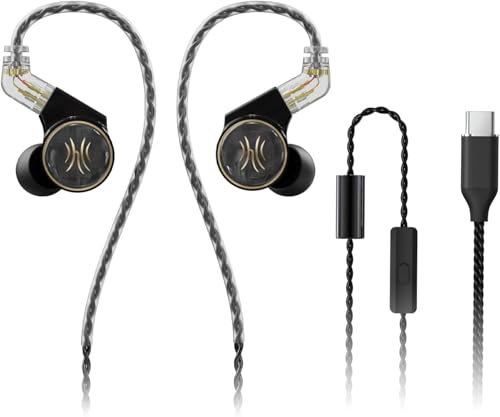 OneOdio Master1 in Ear Monitors 1BA 1DD 10mm Dynamic driver, HiFi Wired Earbuds, Gaming Earbuds, Hybrid IEM Earphones with Detachable Cable for Singer Musician DJ Stage Church (Type C)