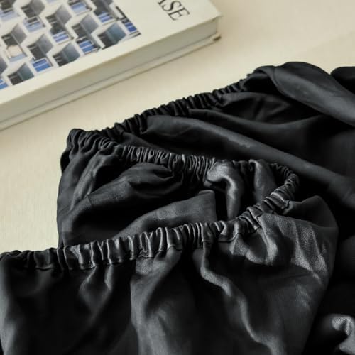 Homiest Queen Sheet Set 4pcs, 100% Rayon Derived from Bamboo Sheets, Cooling & Breathable Bedding for Hot Sleepers, Soft Luxury Sheets with 16" Deep Pocket, Hotel-Grade Silky Comfort (Black) - Thumbnail 2