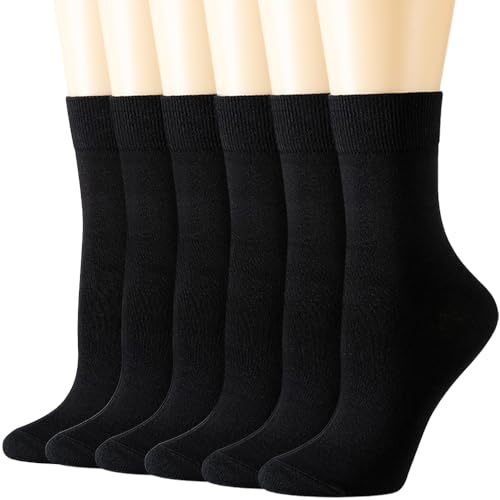 Losa Kute Crew Socks for Women Womens Gifts Slouch boot Gift Trouser womans Cotton Girls Cute Ankle Colorful Ladies Thin Quarter Sock Size 7-9 Women's Black Soft Dress Long Socks X16-Hei22-M